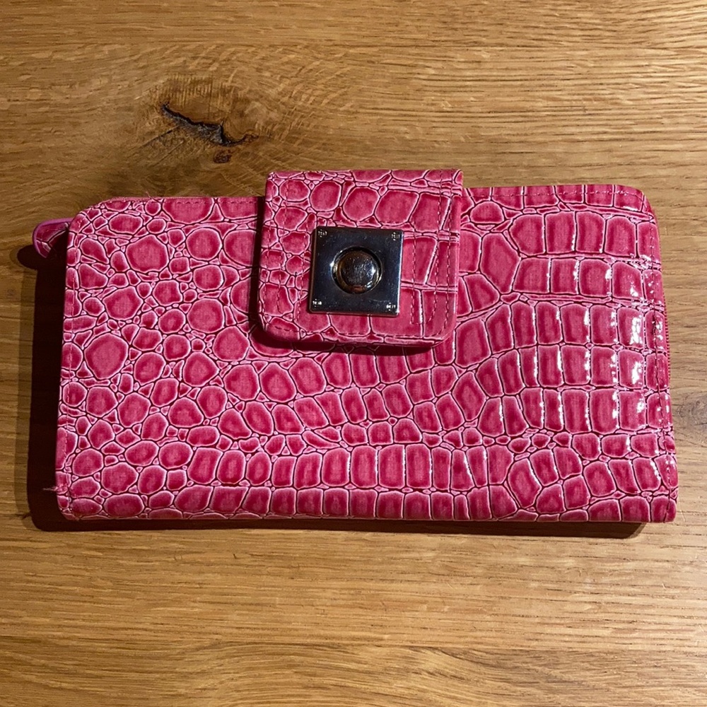 Hot Pink Faux Leather Travel Wallet